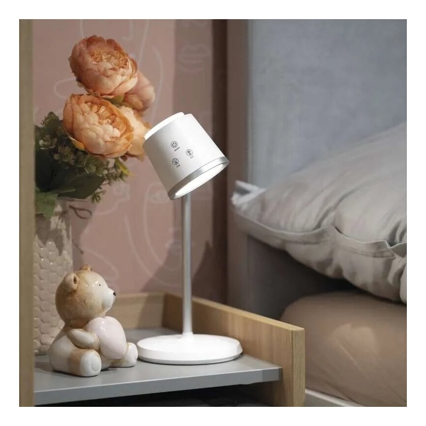 LED Hämardatav laetav laualamp 4-ühes LED/6W/3,7V 3000K/4000K/6500K 1500mAh valge