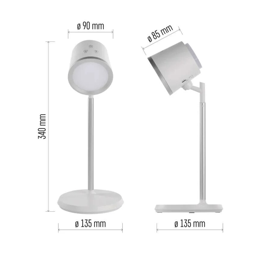 LED Hämardatav laetav laualamp 4-ühes LED/6W/3,7V 3000K/4000K/6500K 1500mAh valge