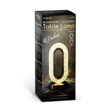 Hämardatav laetav LED-laualamp DUBAI LED/2W/5V 2700K/4000K/6500K 400 mAh kuldne