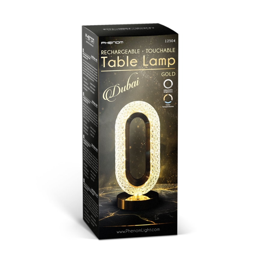 Hämardatav laetav LED-laualamp DUBAI LED/2W/5V 2700K/4000K/6500K 400 mAh kuldne