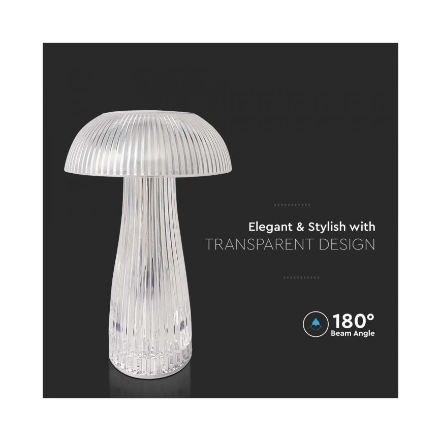 LED Hämardatav laetav puutetundlik laualamp LED/1W/5V 3000-6000K 1800 mAh läbipaistev