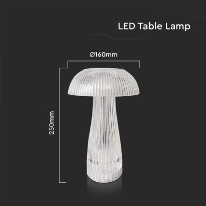 LED Hämardatav laetav puutetundlik laualamp LED/1W/5V 3000-6000K 1800 mAh läbipaistev