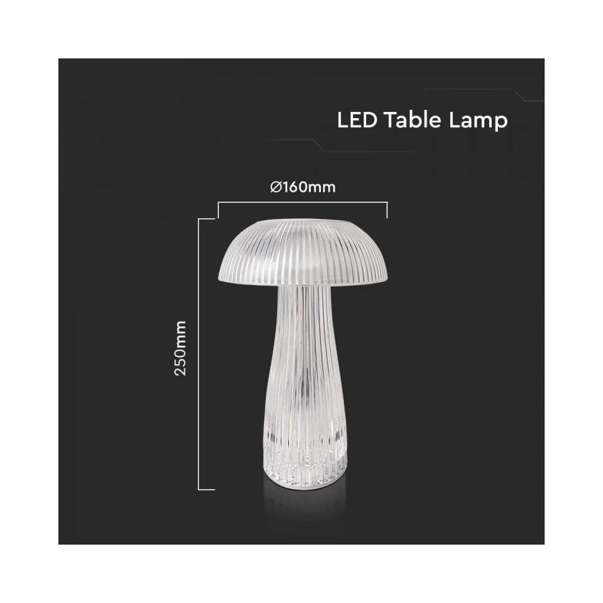 LED Hämardatav laetav puutetundlik laualamp LED/1W/5V 3000-6000K 1800 mAh läbipaistev