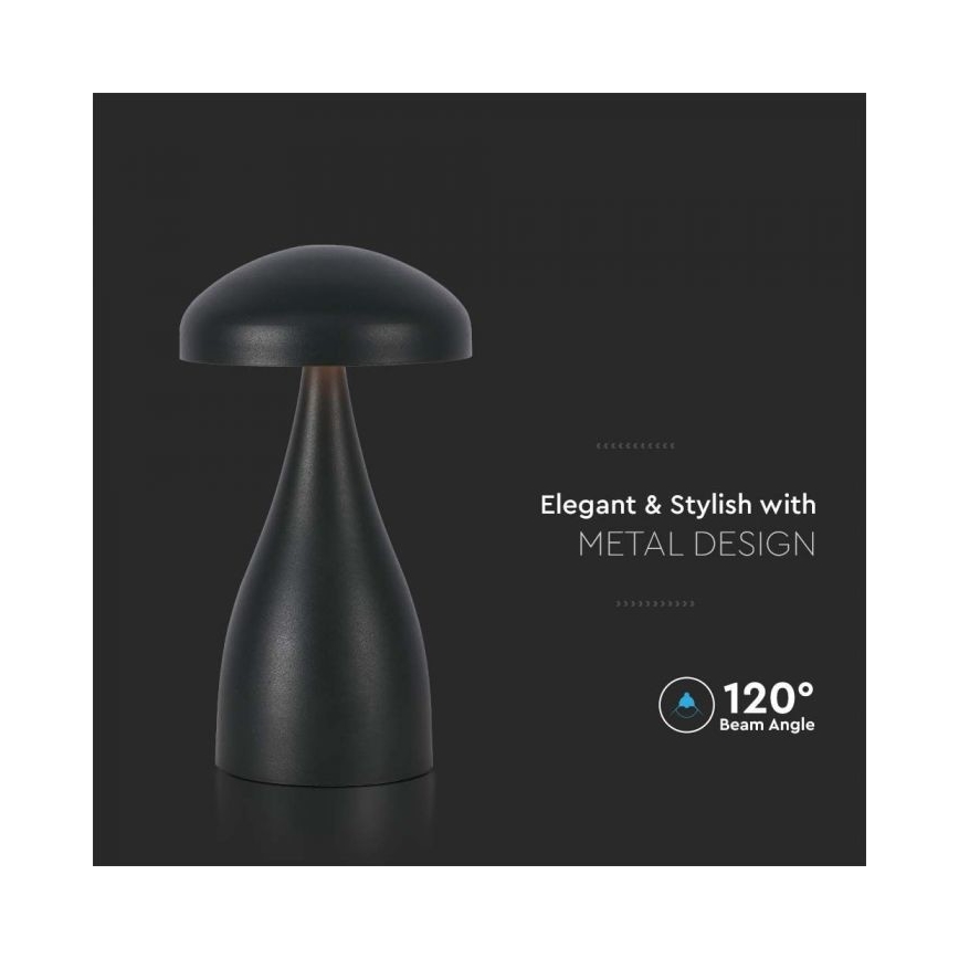 LED Hämardatav laetav puutetundlik laualamp LED/1W/5V 3000-6000K 1800 mAh must