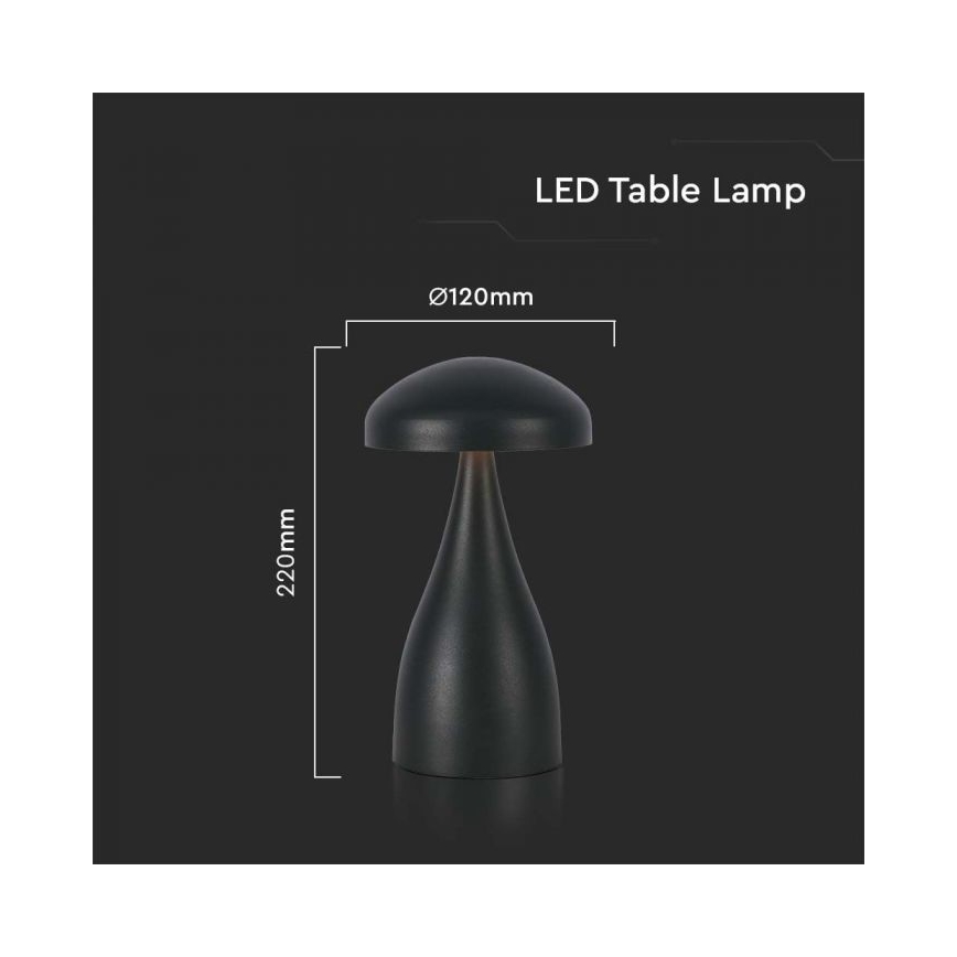 LED Hämardatav laetav puutetundlik laualamp LED/1W/5V 3000-6000K 1800 mAh must