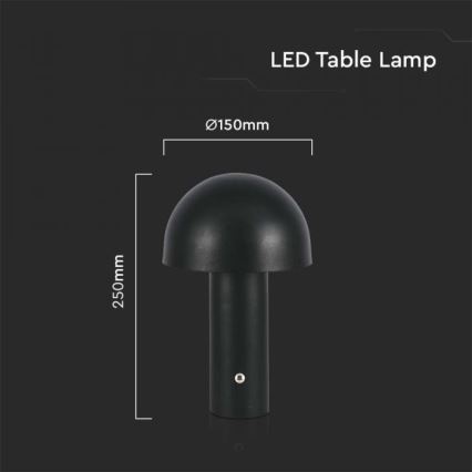 LED Hämardatav laetav puutetundlik laualamp LED/1W/5V 3000-6000K 1800 mAh must