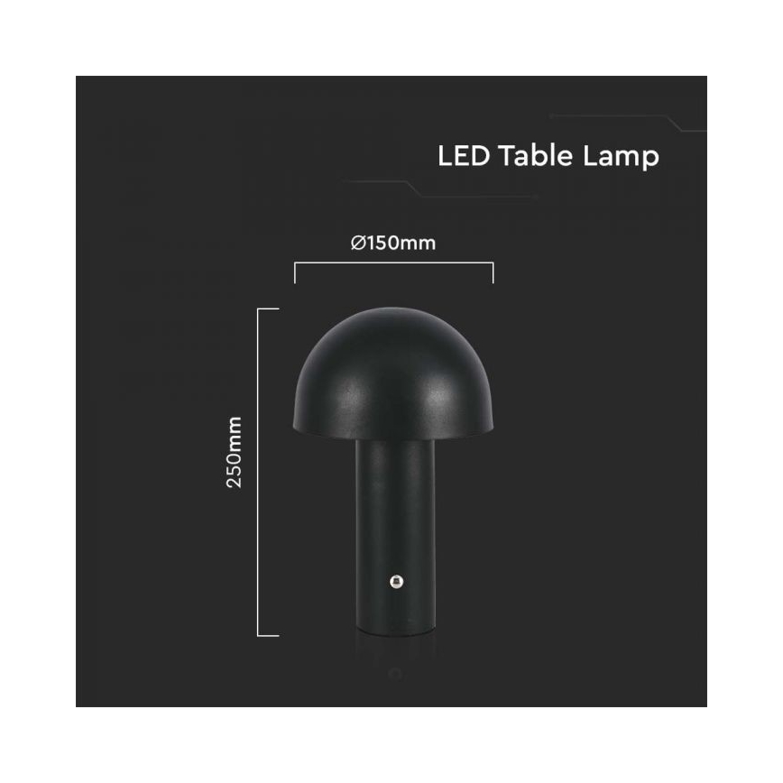 LED Hämardatav laetav puutetundlik laualamp LED/1W/5V 3000-6000K 1800 mAh must