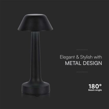 LED Hämardatav laetav puutetundlik laualamp LED/1W/5V 3000-6000K 1800 mAh must