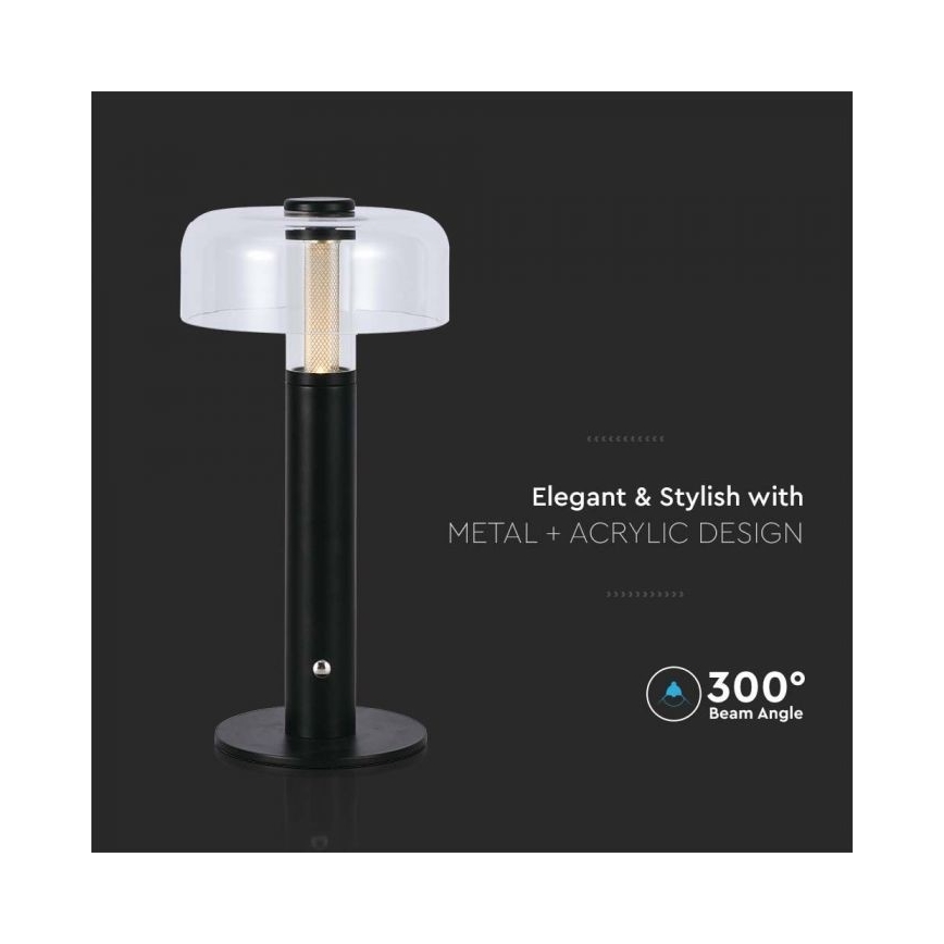 LED Hämardatav laetav puutetundlik laualamp LED/1W/5V 3000K 1800 mAh must