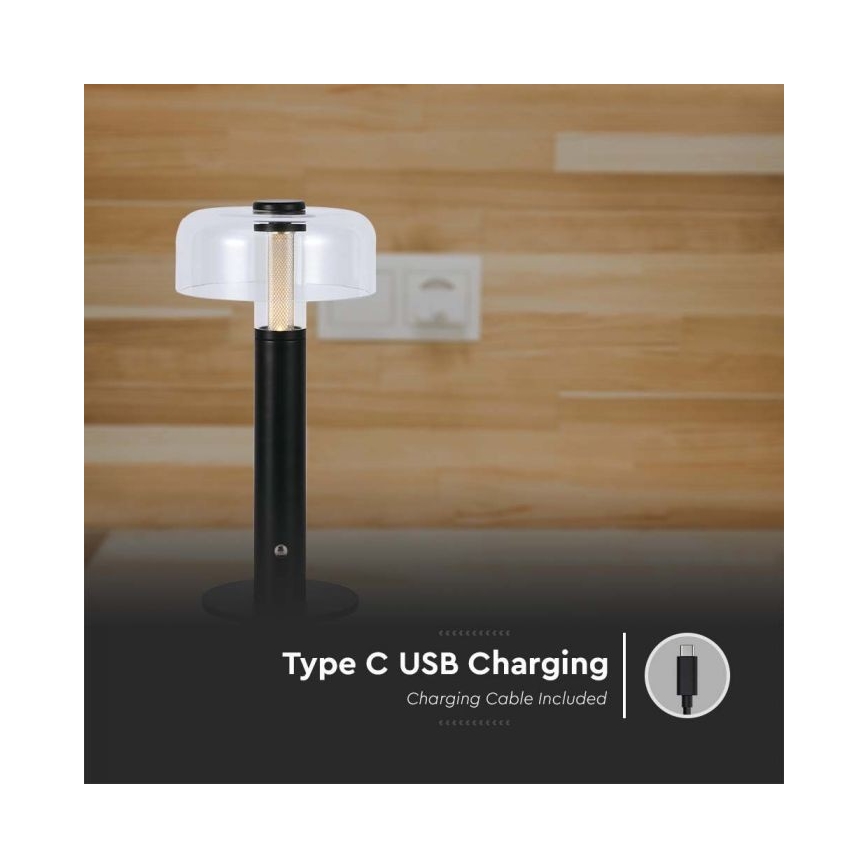 LED Hämardatav laetav puutetundlik laualamp LED/1W/5V 3000K 1800 mAh must