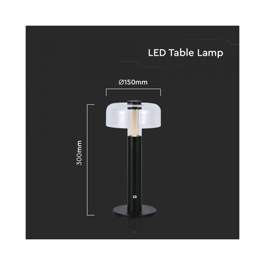 LED Hämardatav laetav puutetundlik laualamp LED/1W/5V 3000K 1800 mAh must