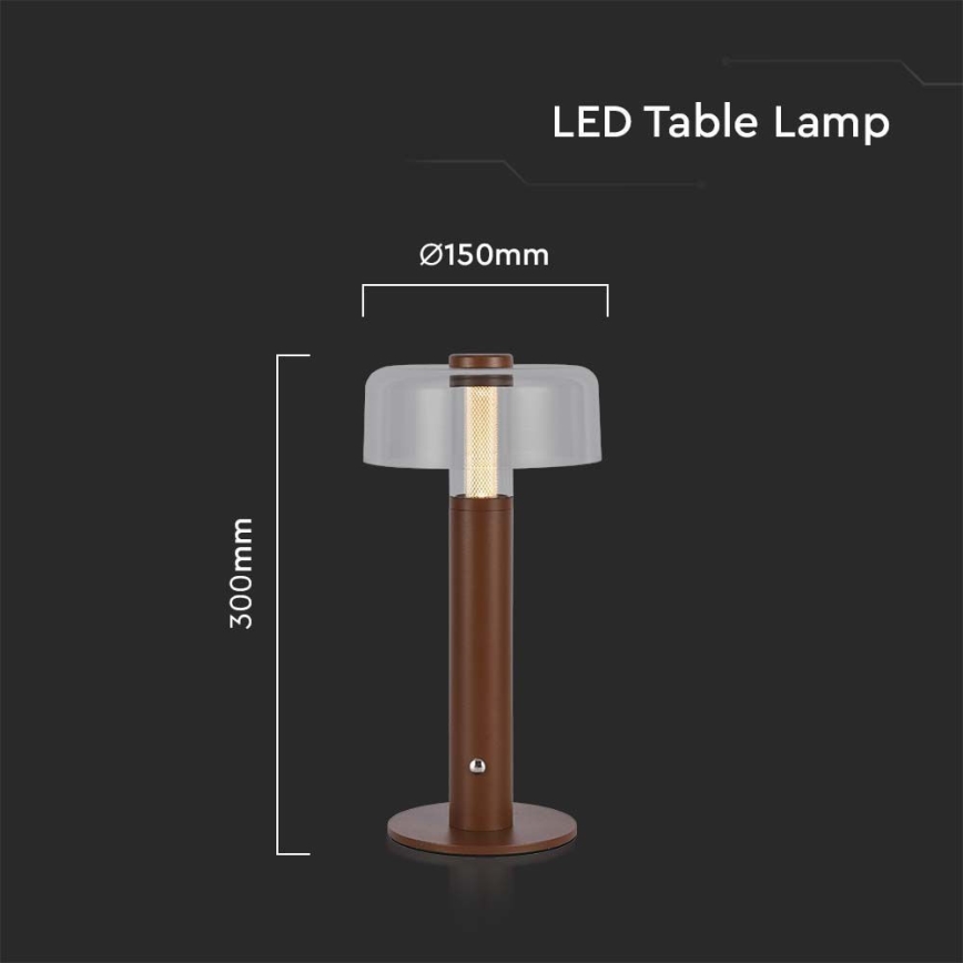 LED Hämardatav laetav puutetundlik laualamp LED/1W/5V 3000K 1800 mAh pruun