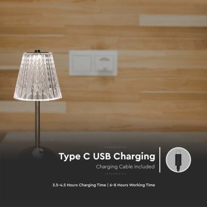 LED Hämardatav laetav puutetundlik laualamp LED/2,4W/5V 3000-6000K 1800 mAh läikiv kroom