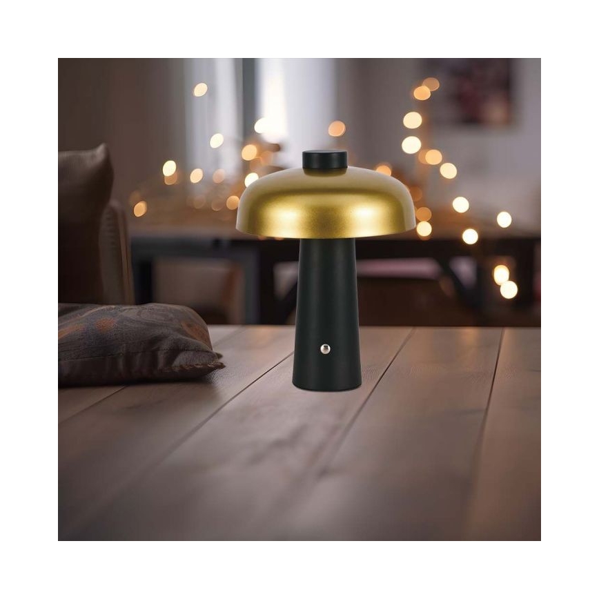 LED Hämardatav laetav puutetundlik laualamp LED/3W/5V 3000-6000K 1800 mAh must/kuldne