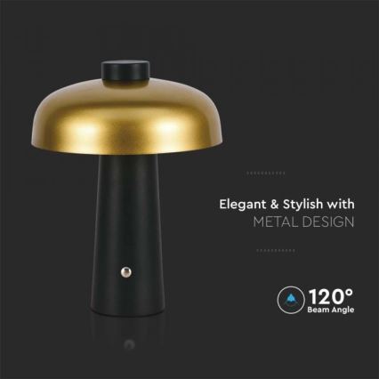 LED Hämardatav laetav puutetundlik laualamp LED/3W/5V 3000-6000K 1800 mAh must/kuldne