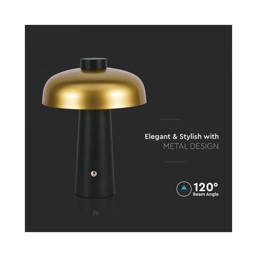 LED Hämardatav laetav puutetundlik laualamp LED/3W/5V 3000-6000K 1800 mAh must/kuldne