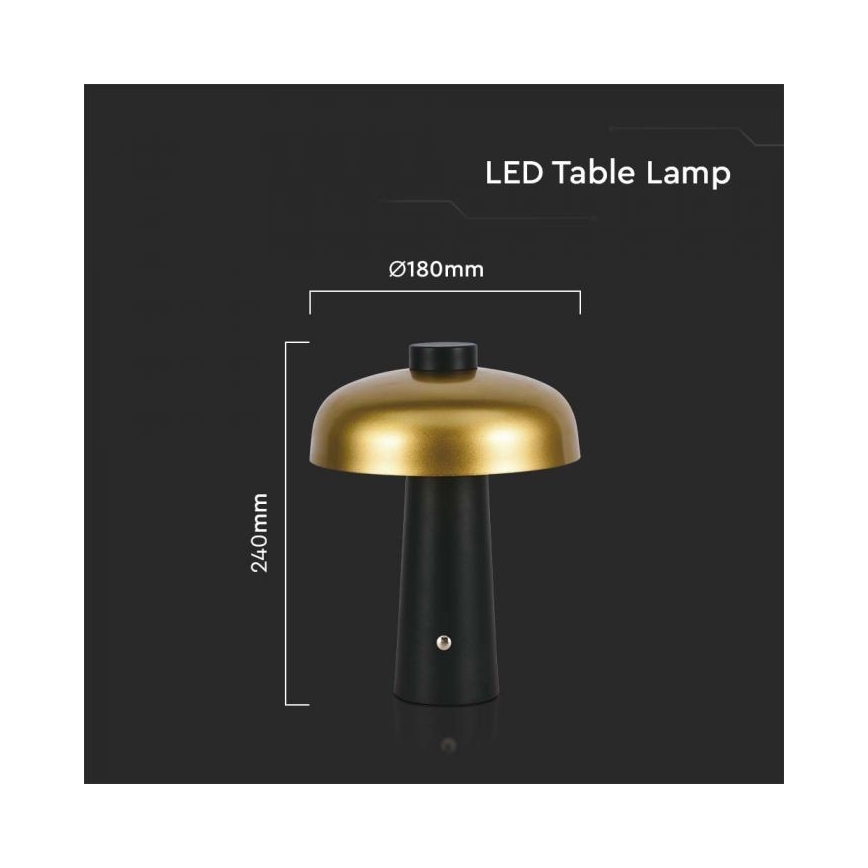 LED Hämardatav laetav puutetundlik laualamp LED/3W/5V 3000-6000K 1800 mAh must/kuldne