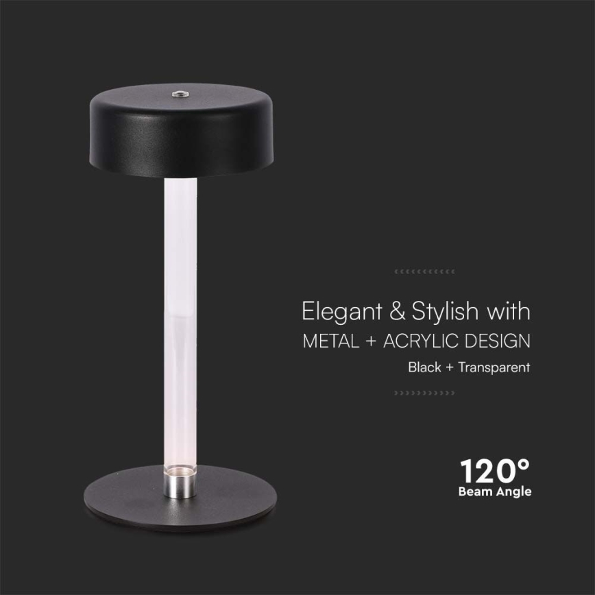LED Hämardatav laetav puutetundlik laualamp LED/3W/5V 3000-6000K 2400 mAh must