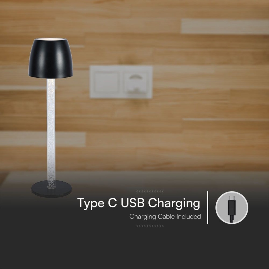 LED Hämardatav laetav puutetundlik laualamp LED/3W/5V 3000K 1800 mAh must