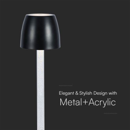 LED Hämardatav laetav puutetundlik laualamp LED/3W/5V 3000K 1800 mAh must