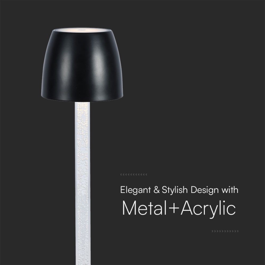 LED Hämardatav laetav puutetundlik laualamp LED/3W/5V 3000K 1800 mAh must