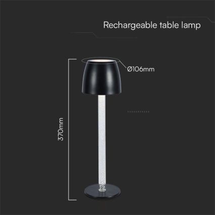 LED Hämardatav laetav puutetundlik laualamp LED/3W/5V 3000K 1800 mAh must