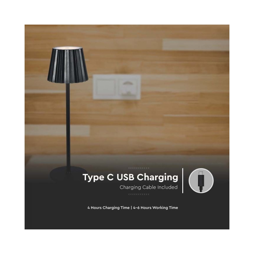 LED Hämardatav laetav puutetundlik laualamp LED/4W/5V 3000-6000K 1800 mAh must