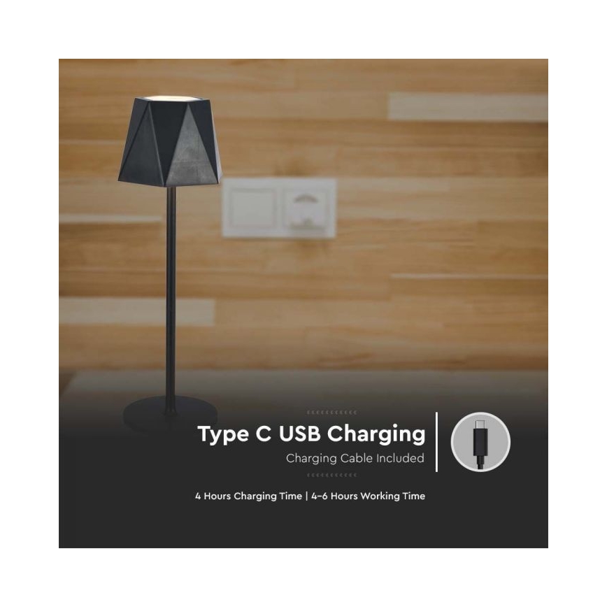 LED Hämardatav laetav puutetundlik laualamp LED/4W/5V 3000-6000K 1800 mAh must