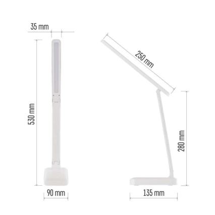 LED Hämardatav laetav laualamp LED/5W/3,7V 3000K/4000K/6500K 800mAh valge
