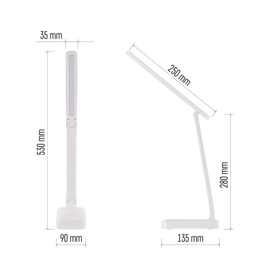 LED Hämardatav laetav laualamp LED/5W/3,7V 3000K/4000K/6500K 800mAh valge