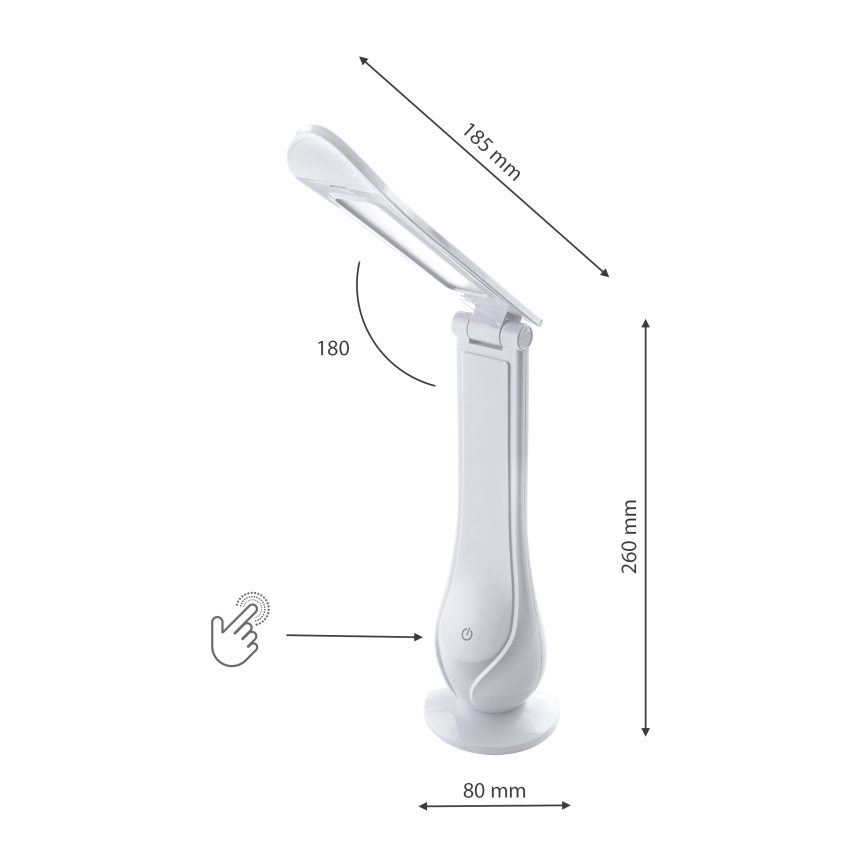 LED Hämardatav laetav laualamp LILLY LED/4W/5V 1200 mAh valge