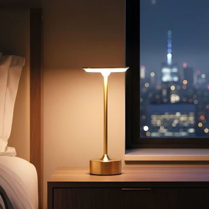 LED hämardatav laetav laualamp NEW YORK LED/1,8W/5V 2700K/4000K/6500K 1200 mAh kuldne