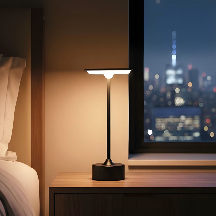 LED hämardatav laetav lauavalgusti NEW YORK LED/1,8W/5V 2700K/4000K/6500K 1200 mAh must