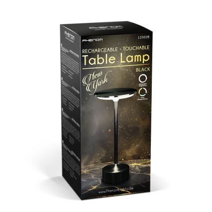 LED hämardatav laetav lauavalgusti NEW YORK LED/1,8W/5V 2700K/4000K/6500K 1200 mAh must