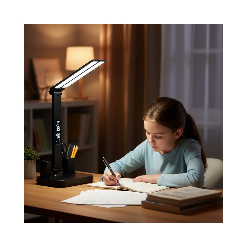 Hämardatav laetav LED-laualamp NOBLITE P LED/5W/5V 3000/4000/6000K 2200 mAh must