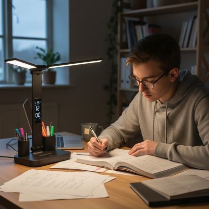 Hämardatav laetav LED-laualamp NOBLITE P LED/5W/5V 3000/4000/6000K 2200 mAh must