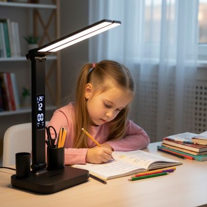 Hämardatav laetav LED-laualamp NOBLITE P LED/5W/5V 3000/4000/6000K 2200 mAh must