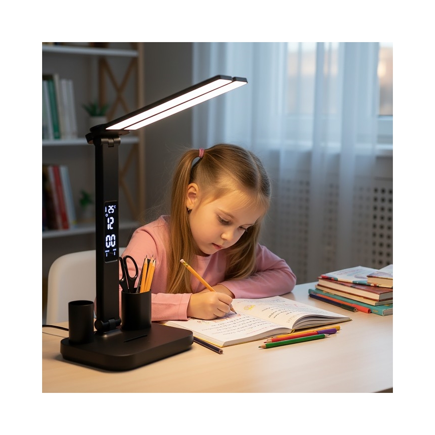Hämardatav laetav LED-laualamp NOBLITE P LED/5W/5V 3000/4000/6000K 2200 mAh must