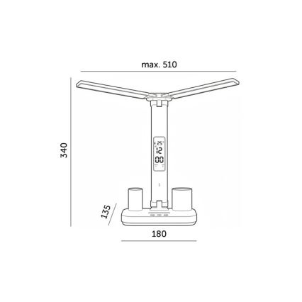 Hämardatav laetav LED-laualamp NOBLITE P LED/5W/5V 3000/4000/6000K 2200 mAh must