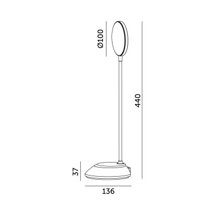 LED Hämardatav laetav laualamp VISUA LED/5W/5V 3000-5000K 1200 mAh must