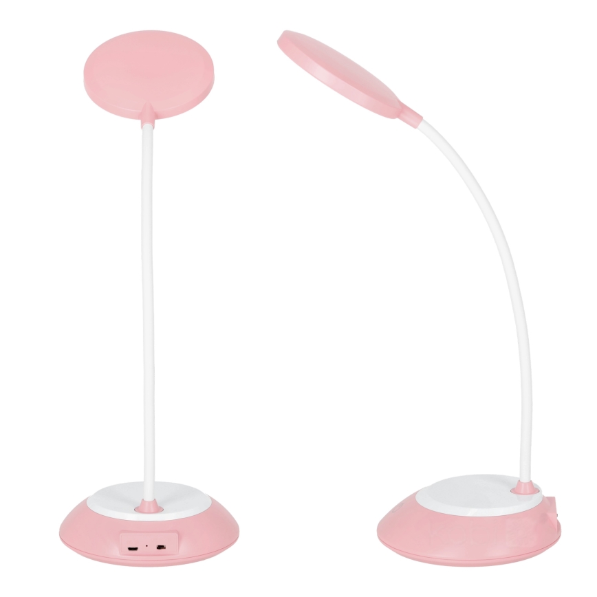 LED Hämardatav laetav laualamp VISUA LED/5W/5V 3000-5000K 1200 mAh roosa