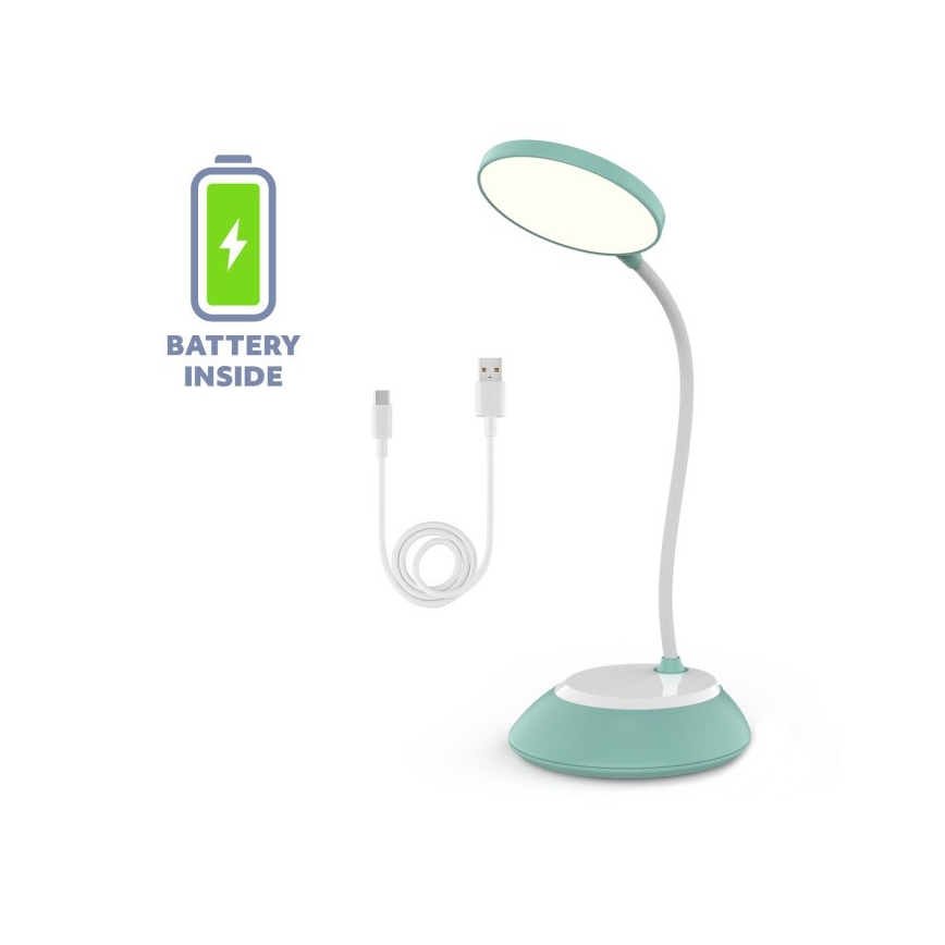 LED Hämardatav laetav laualamp VISUA LED/5W/5V 3000-5000K 1200 mAh türkiis