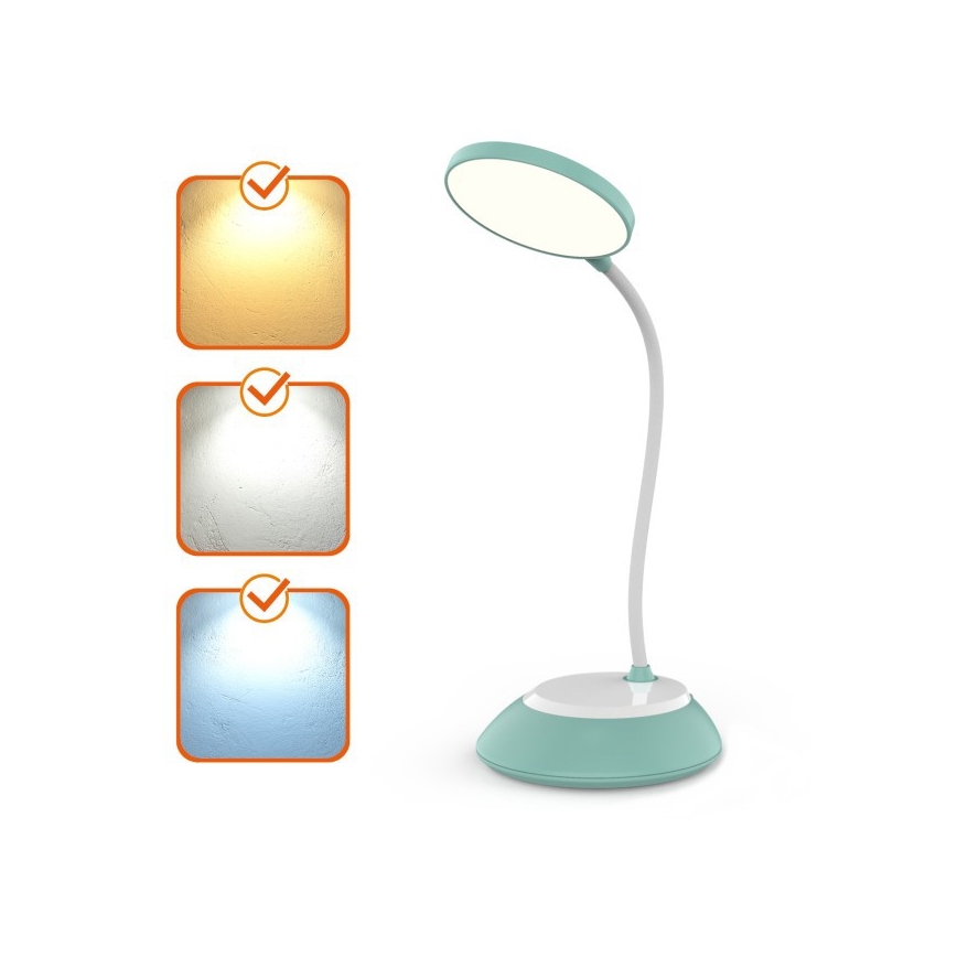 LED Hämardatav laetav laualamp VISUA LED/5W/5V 3000-5000K 1200 mAh türkiis