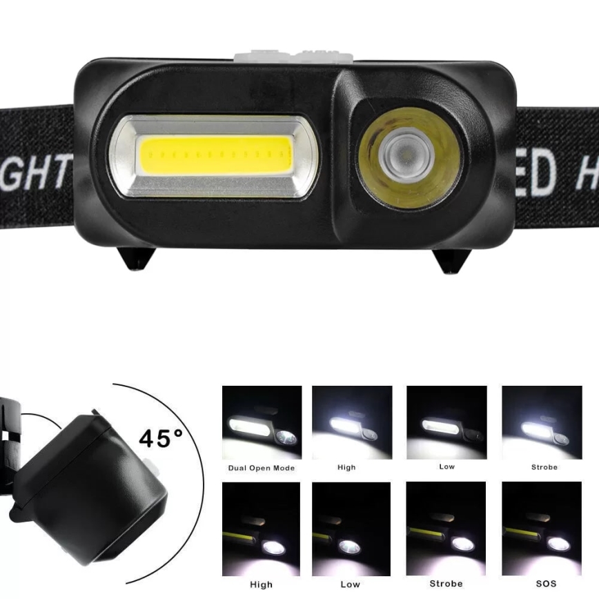 LED Hämardatav laetav pealamp 2xLED/5V IP44 210 läikiv 2000 mAh