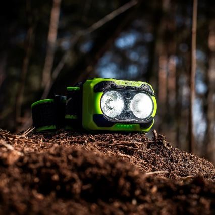 Hämardatav laetav LED-otsmiklamp anduriga ja punase valgusega LED/10W/5V/3xAAA IP44 600 lm 1200 mAh