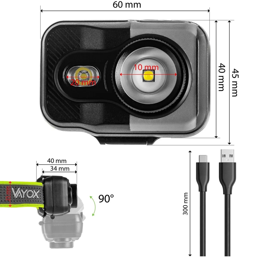 LED hämardatav laetav pealamp LED/10W/5V/3xAAA IP66 800 lm 1000 mAh