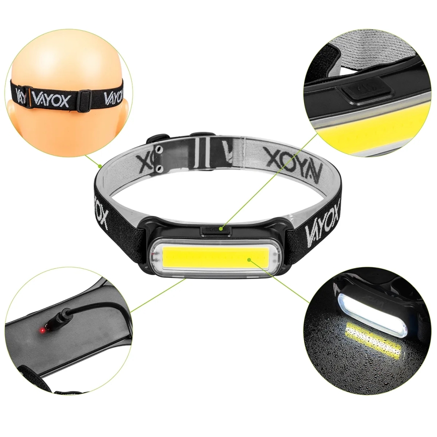 LED Hämardatav laetav pealamp LED/5V IPX4 300 läikiv 1200 mAh
