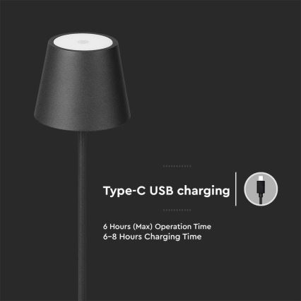 LED Hämardatav laetav põrandalamp 3-ühes LED/4W/5V 4400 mAh 3000K IP54 must