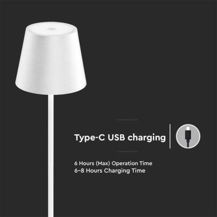 LED Hämardatav laetav põrandalamp 3-ühes LED/4W/5V 4400 mAh 3000K IP54 valge