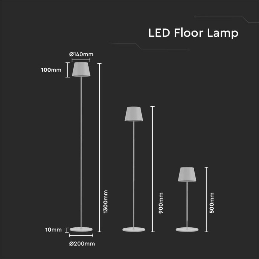 LED Hämardatav laetav põrandalamp 3-ühes LED/4W/5V 4400 mAh 3000K IP54 valge